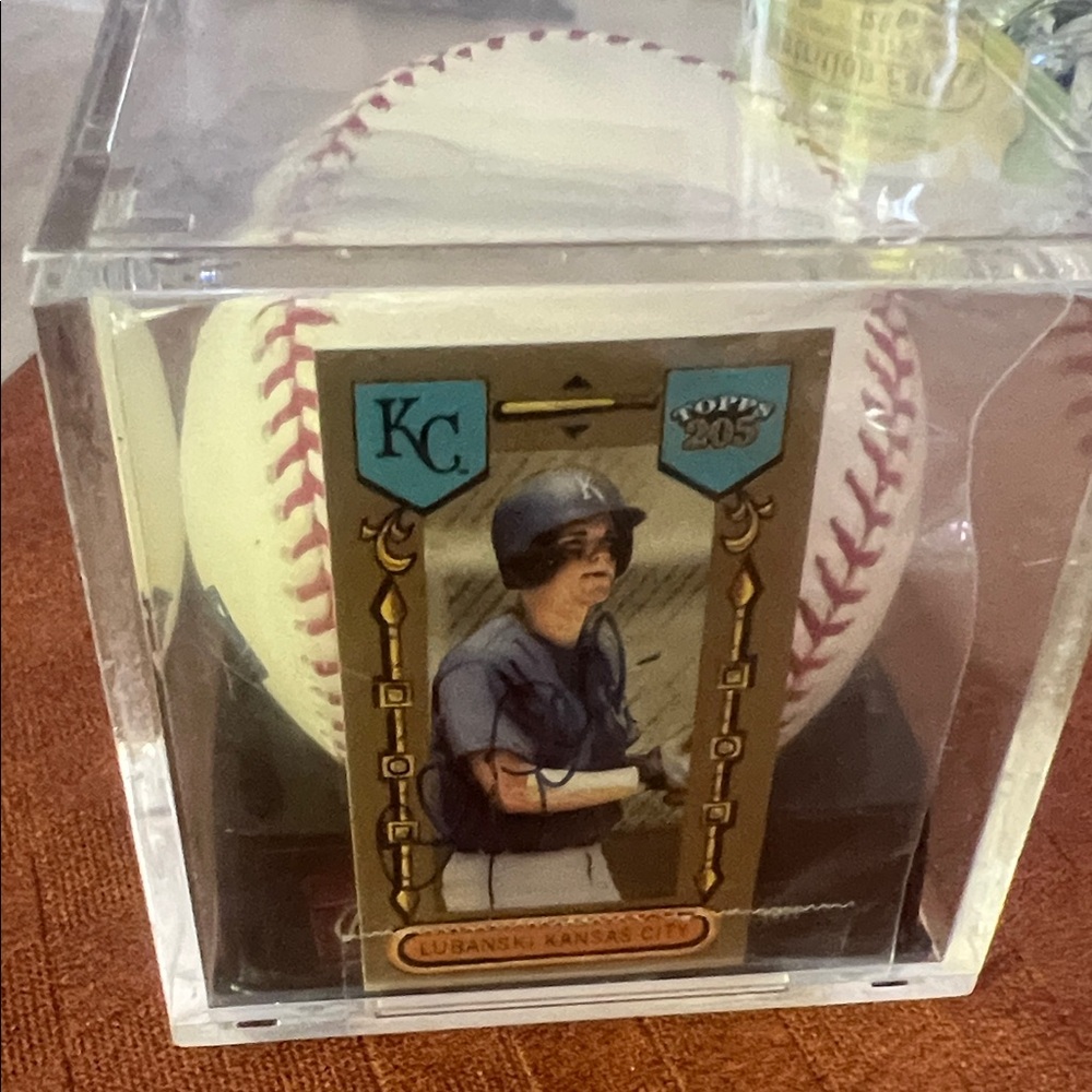 Autographed KC Royals Baseball & Topps Card Display